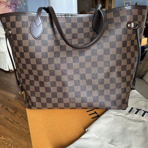 Louis Vuitton Neverfull MM Damier Ebene Canvas Tote Bag - Rose Ballerine